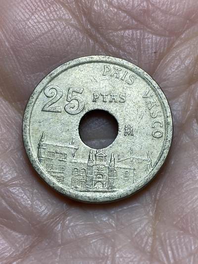 2025年第一百二十二场(总第一百四十八场）外国好品散币(免佣金) - 西班牙🇪🇸1993年25比塞塔(巴斯克自治区纪念币)