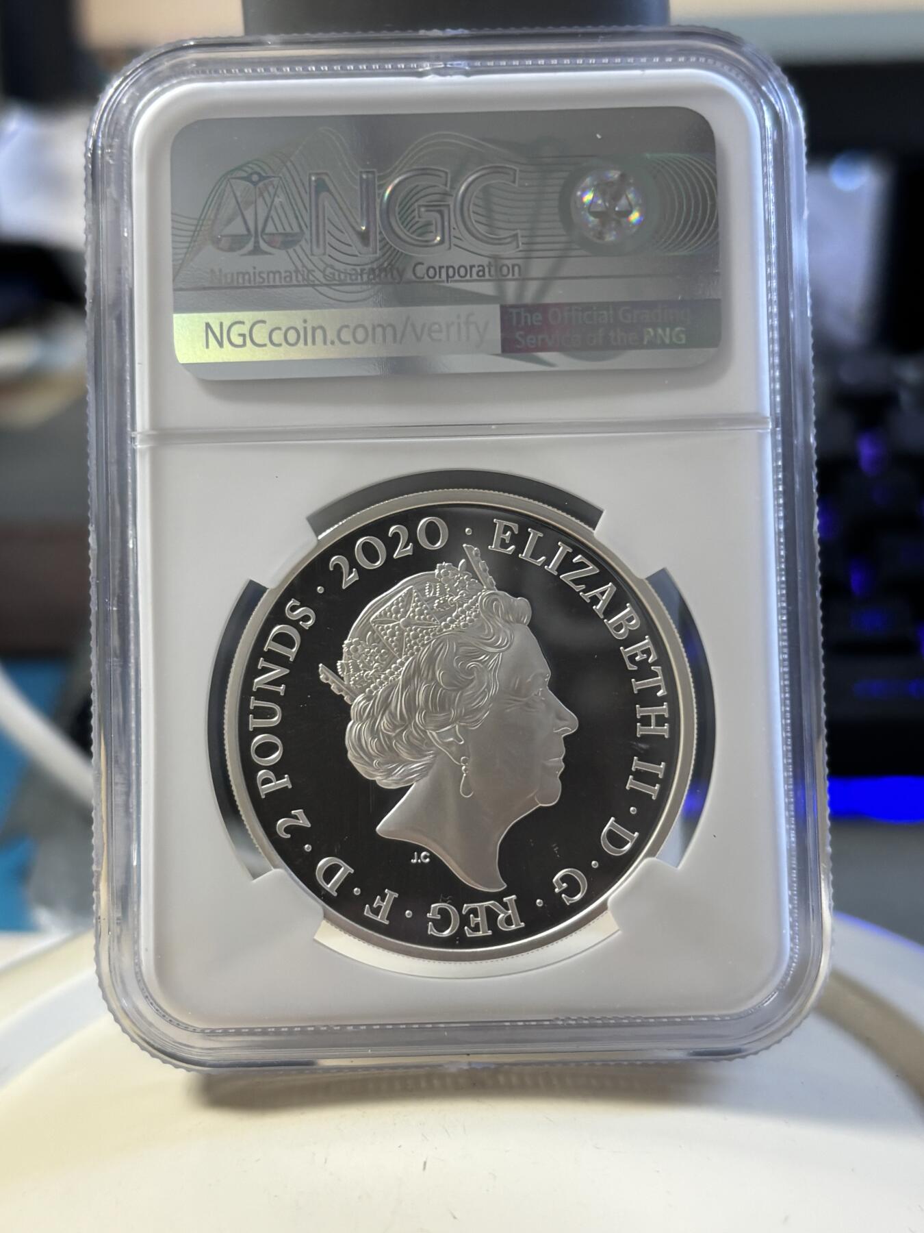 第181期拍卖 英国2020年007詹姆斯邦德系列2盎司银币NGC-PF69首无盒证书，999银，发行2007枚