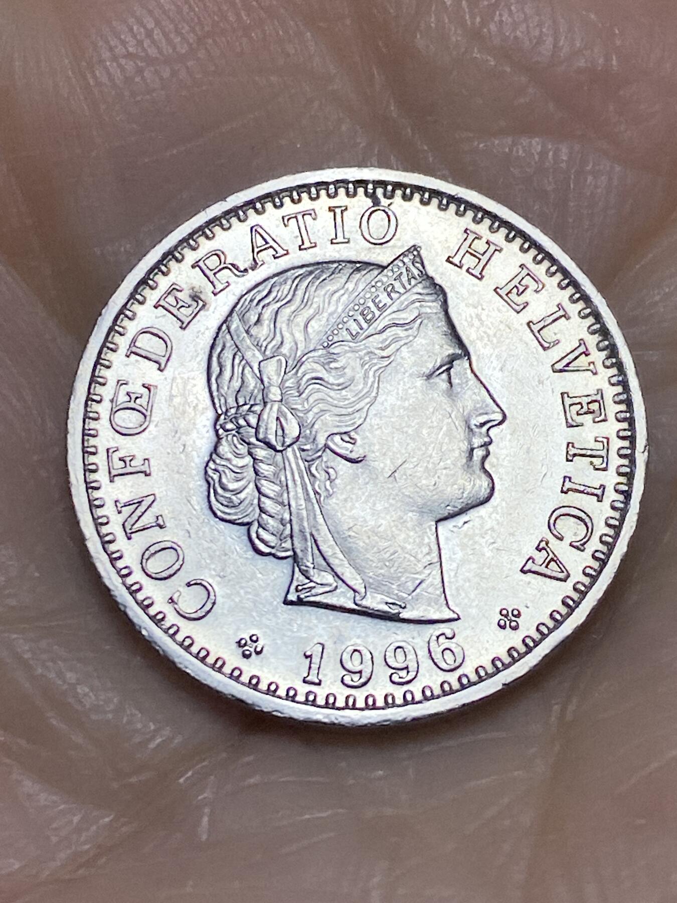 2025年第一百二十二场(总第一百四十八场）外国好品散币(免佣金) 瑞士🇨🇭1996年20分(B标伯尔尼造)