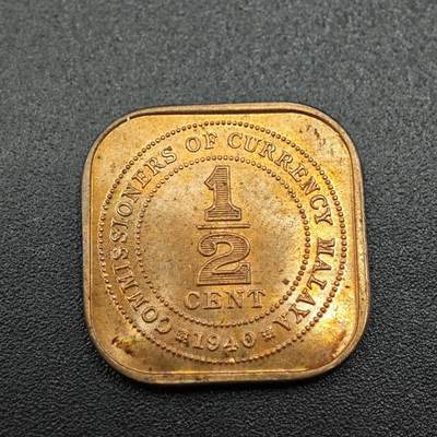 【淘币小摊】实时拍第七百八十八拍   散币小银币场   满百包邮可预留二周 每周一统一发货   - 马来亚1940年乔治六世1/2分铜币原光品