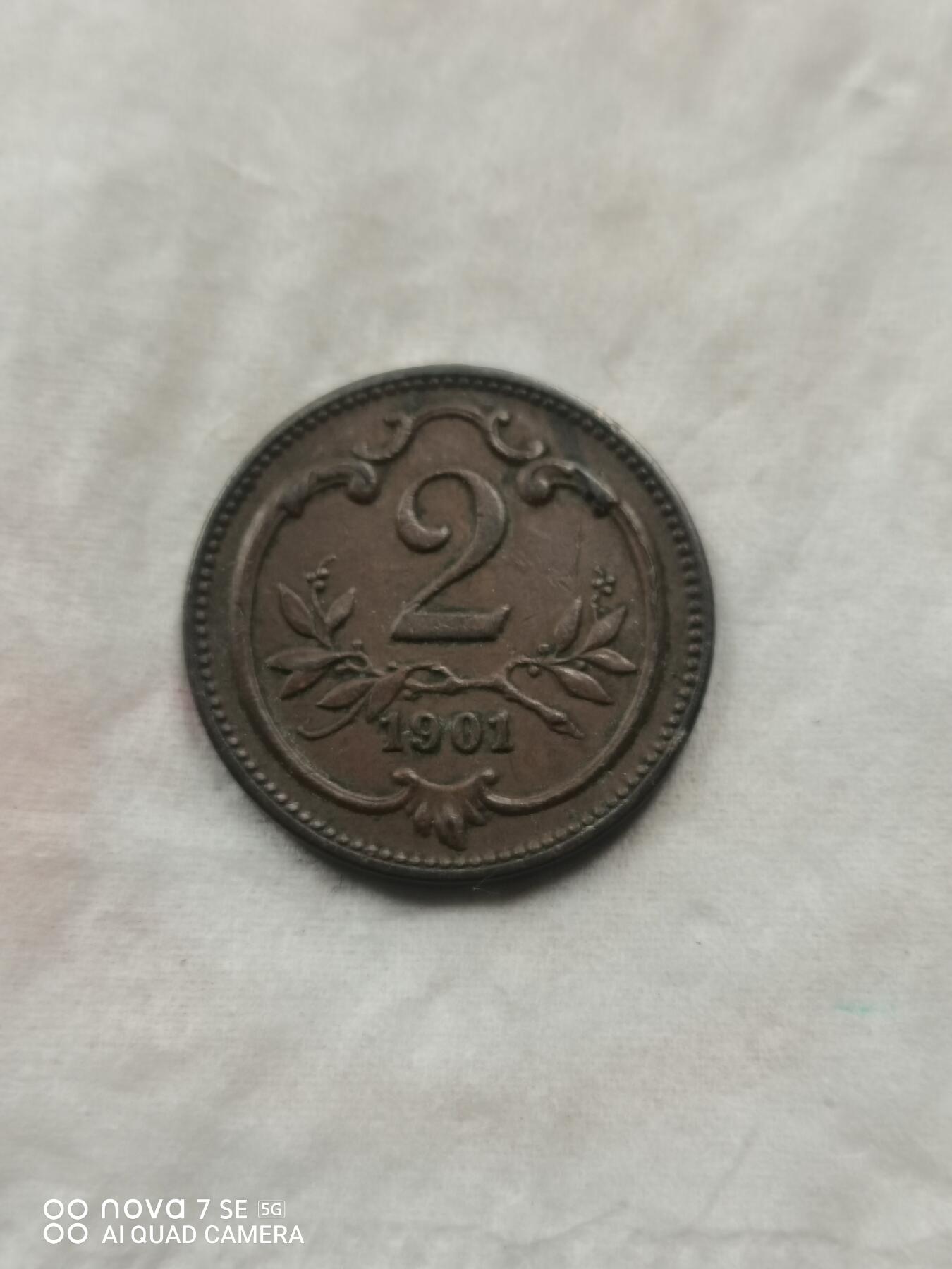 硬币 1901年奥地利双头鹰2赫勒铜币