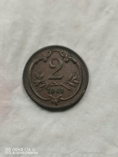 硬币 - 1901年奥地利双头鹰2赫勒铜币