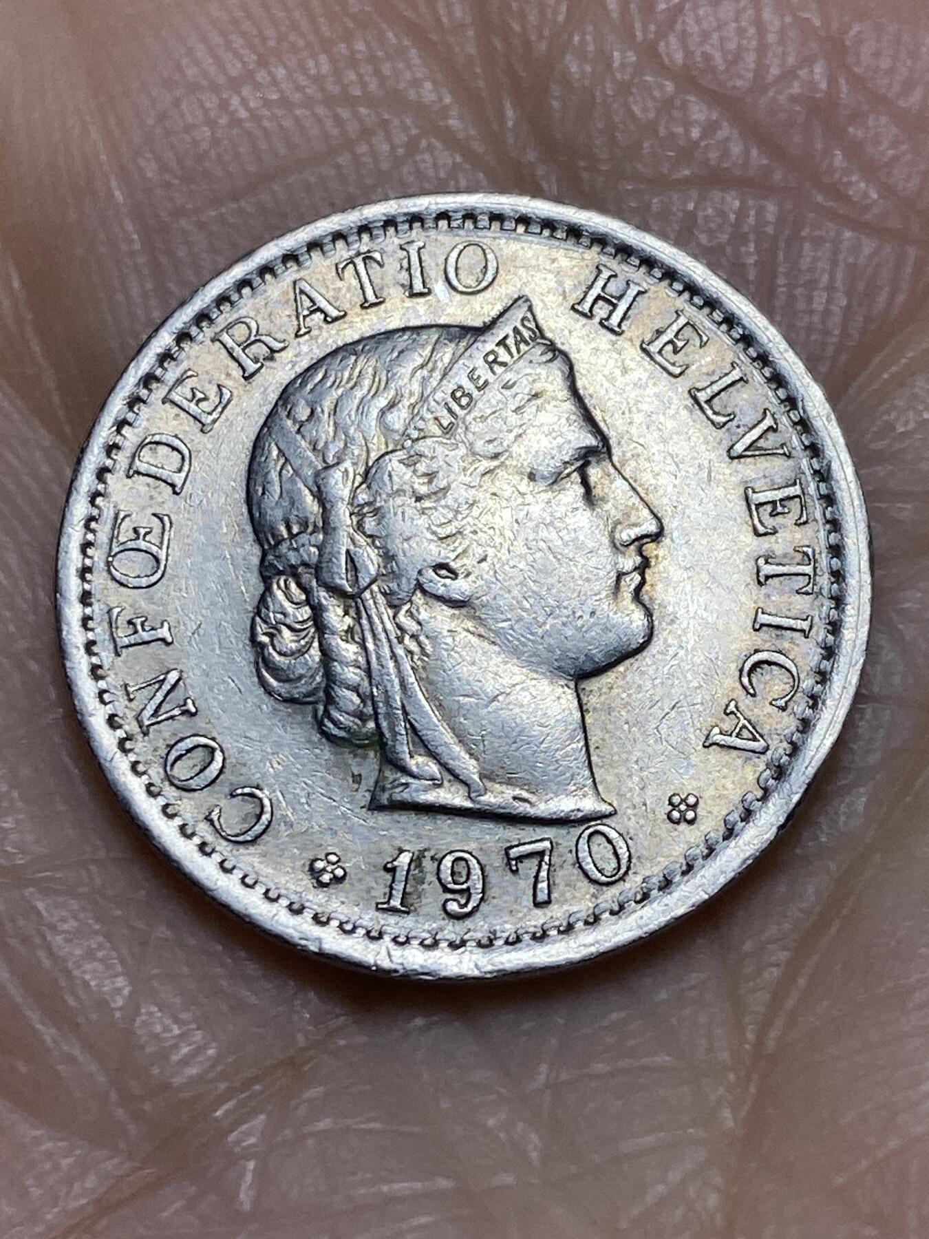 2025年第一百二十二场(总第一百四十八场）外国好品散币(免佣金) 瑞士🇨🇭1970年20分(无标版)