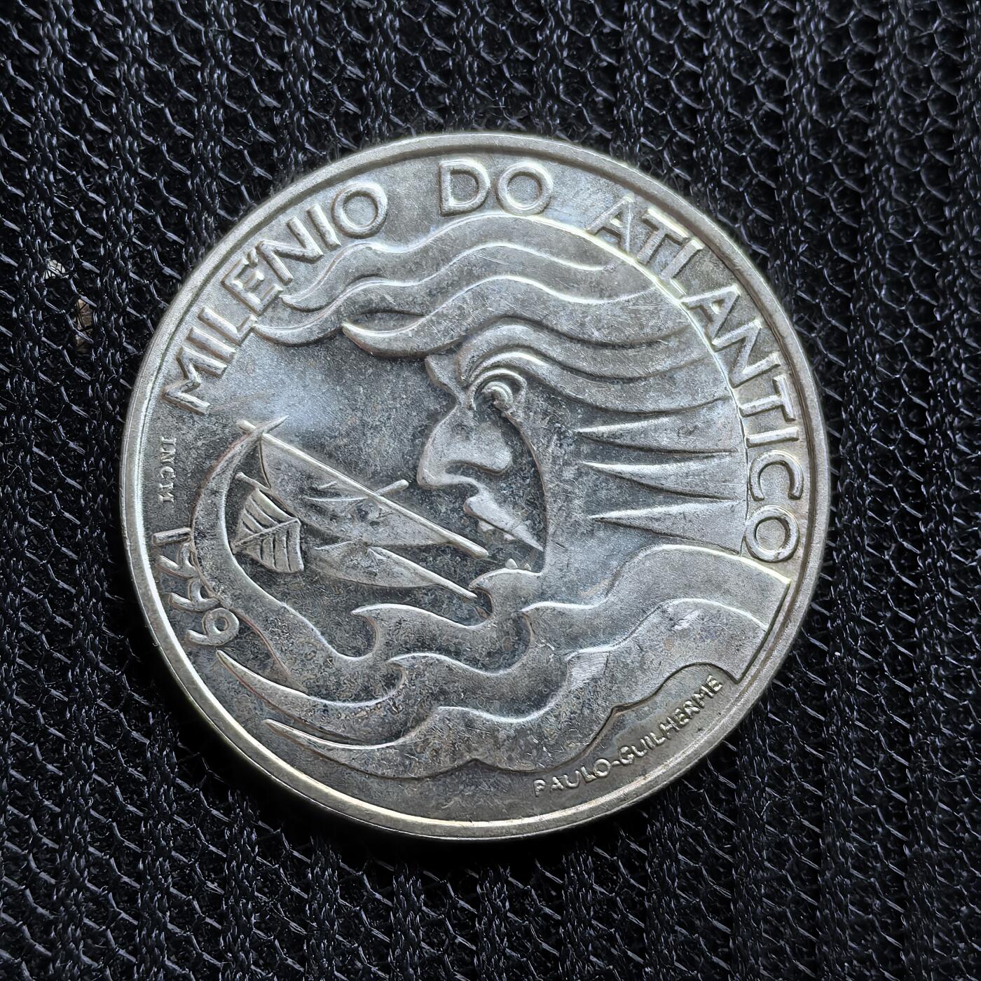 道一币馆币章第一百五十三场 葡萄牙1999年大西洋航海千年1000埃斯库多银币