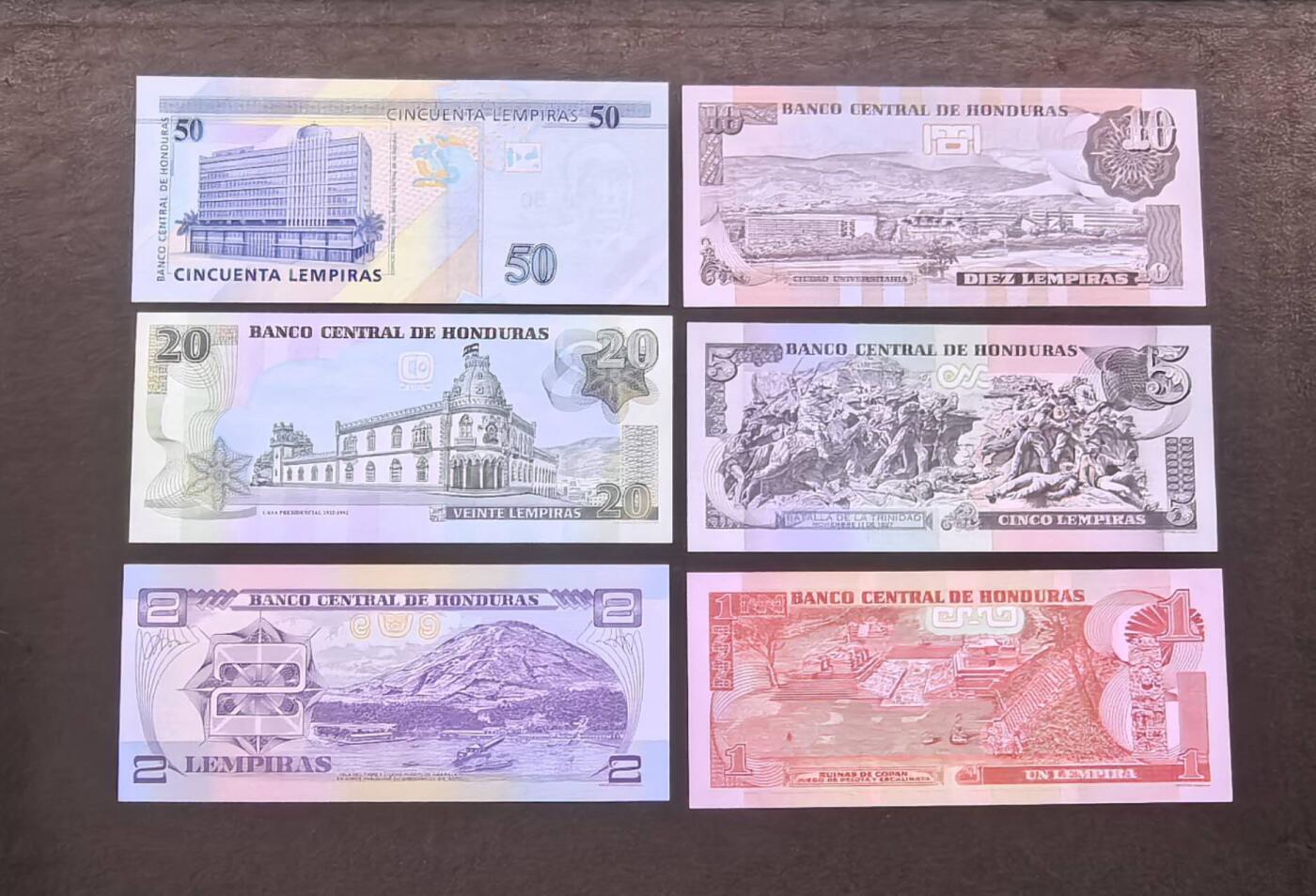 北京马甸外国币专卖第146期，外国纸币币专场，陆续上拍，欢迎关注 洪都拉斯6张全新