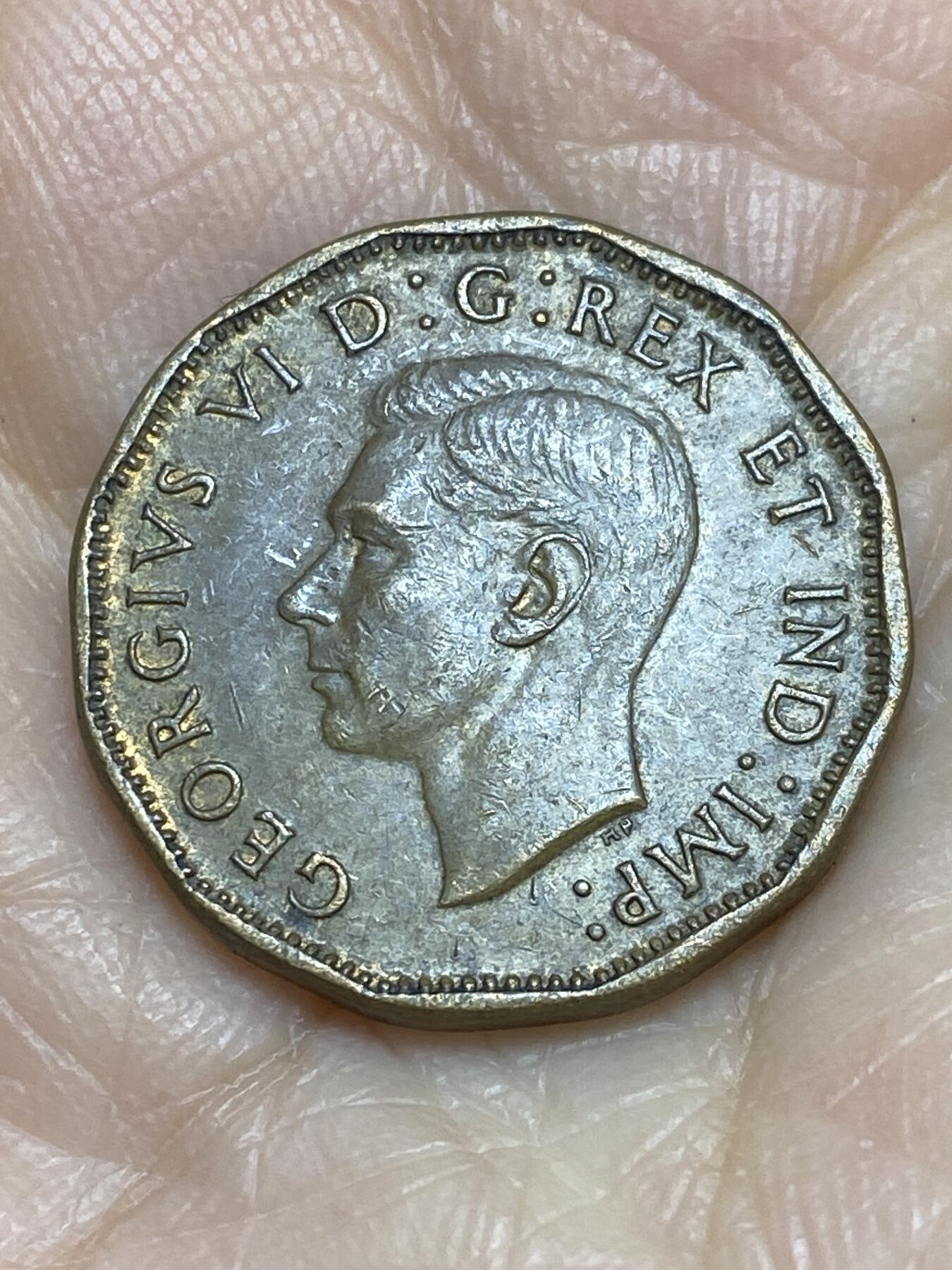 2025年第一百二十二场(总第一百四十八场）外国好品散币(免佣金) 加拿大🇨🇦1943年5分(乔治六世第三版，首发年，顿巴黄铜材质)