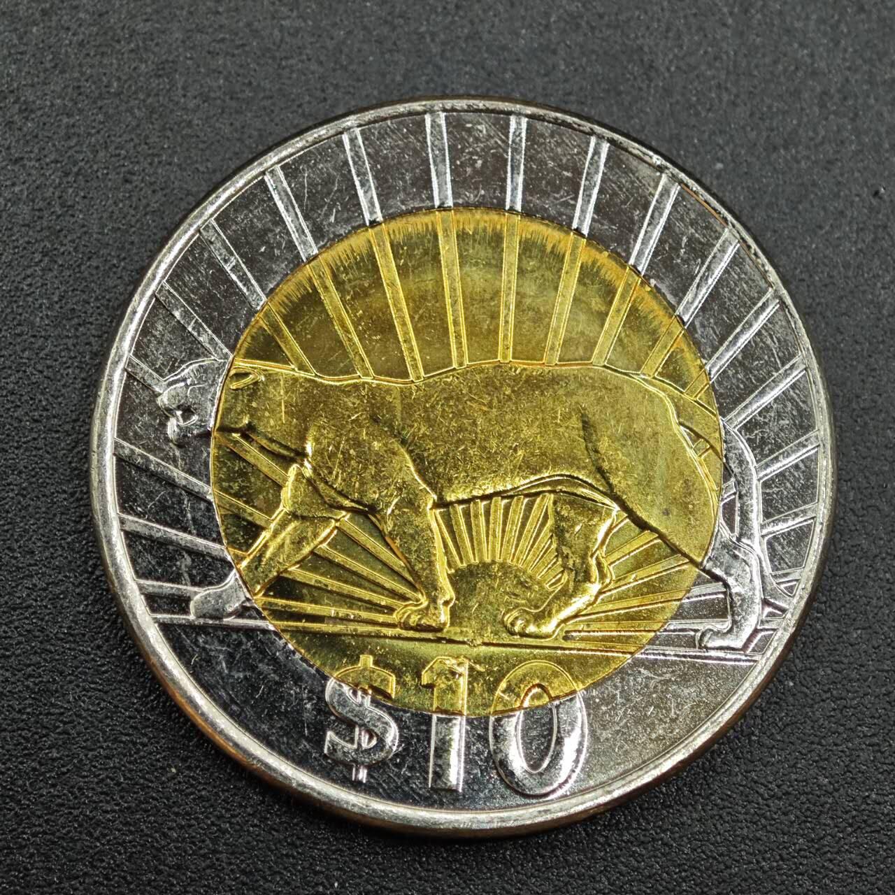 【淘币小摊】实时拍第七百八十八拍   散币小银币场   满百包邮可预留二周 每周一统一发货   乌拉圭2014年10比索美洲豹