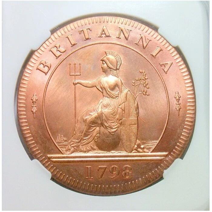 古泉园地 MS64 英国乔治三世+海神 高浮雕精制大铜章 40MM