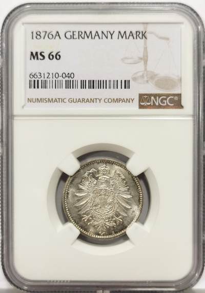 博洋堂“物美丰成”11月精品专场暨第145期（全场包邮） - NGC MS66 德意志第二帝国1876年短翅鹰1马克银币，高分辅币