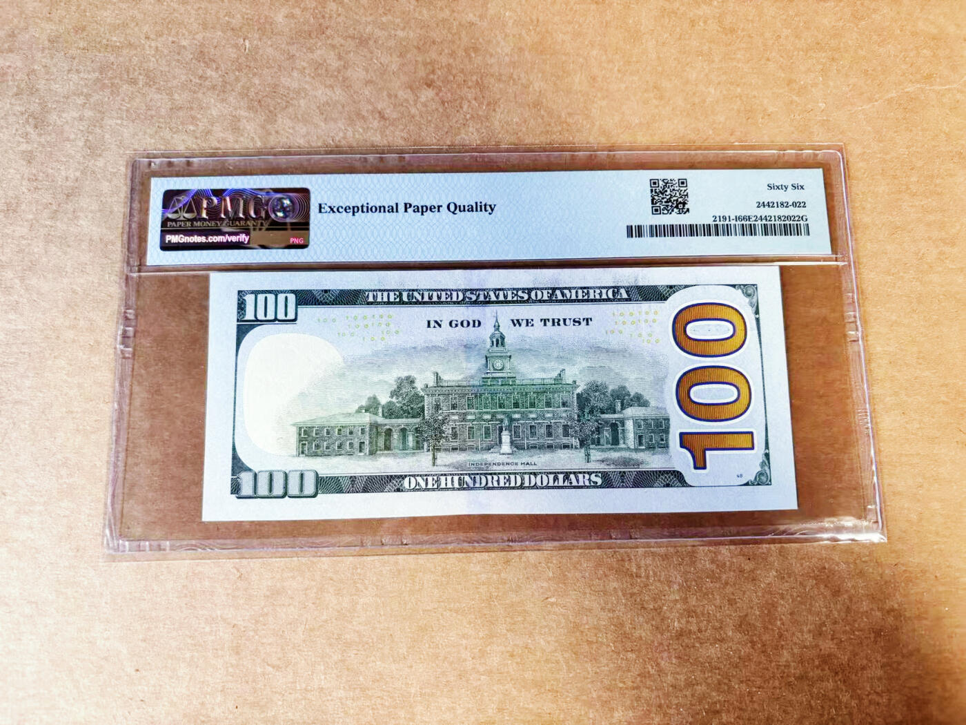 【Blue Auction】世界纸币精拍第746期——18级TOP拍卖/信誉/品质/专业/高效💫 【老虎2 无47】美国 2021年100美金 PMG66EPQ 