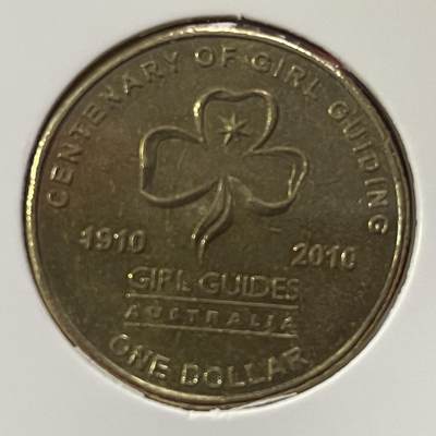 【澳大利亚硬币】限时专场（1澳元 ~4.6557人民币 ） - 澳大利亚2010年1澳元 女童子军百年纪念币 铜币 伊丽莎白二世老年一枚  【18】