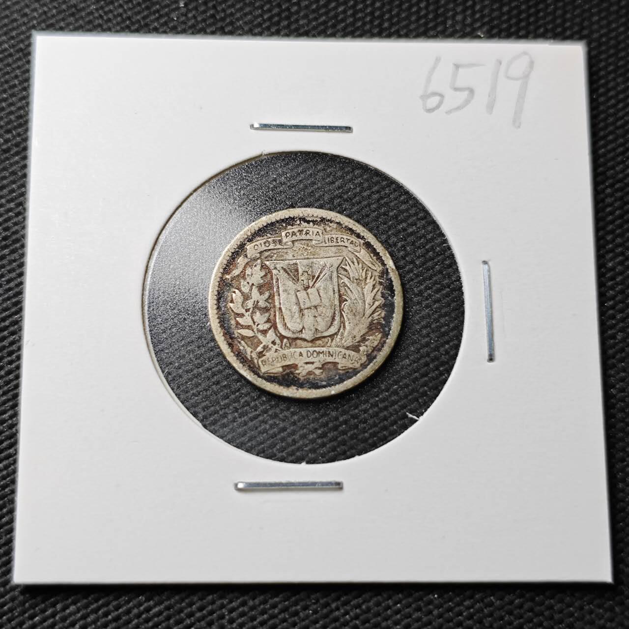 KK钱币收藏小铺  第365场  2月预留时间 周末发货  1959多米尼加10分银币