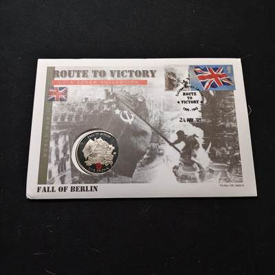 【全场包邮】纯粹捡漏拍475场（免费代拍第12场） - 【邮币封】直布罗陀2005年1克朗二战胜利60周年-攻克柏林彩色克朗型纪念币邮币封