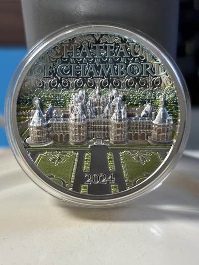 第181期拍卖 -  库克2024年法国香宾城堡超高浮雕彩色2盎司银币，9999银，发行1000枚，
