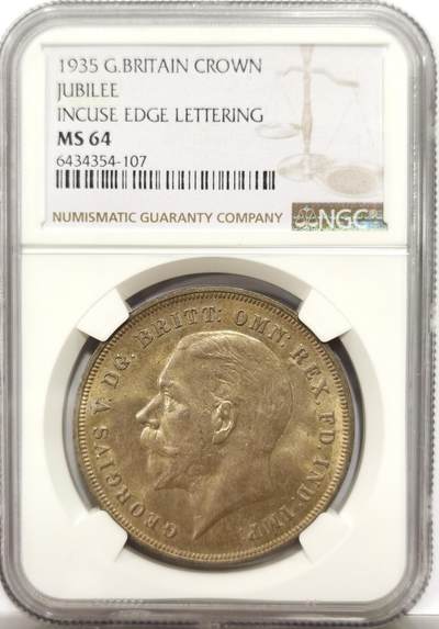 博洋堂“物美丰成”11月精品专场暨第145期（全场包邮） - NGC MS64 英国1935年乔治五世1克朗木马剑银币，柔顺黄油包浆