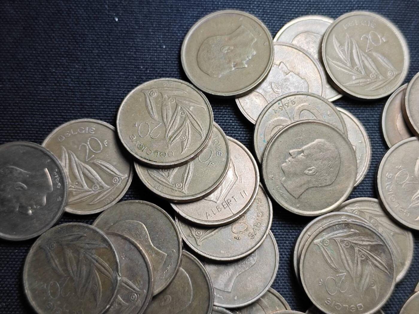 KK钱币收藏小铺  第364场  2月预留时间 周末发货  比利时20法郎铜币一组50枚