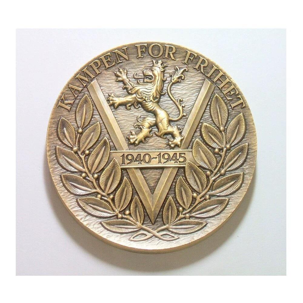 【旋风钱币】11月15日19:00准时开拍 精美欧洲币章、银币银章、第三帝国钱币等 全场包邮！ 【艺术】挪威艺术大章 二战奥斯卡堡要塞击沉德军布吕歇尔号重巡 高浮雕精制超大铜章 60MM 115克