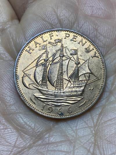 2025年第一百二十四场(总第一百五十场）外国好品散币(免佣金) - 英国🇬🇧1966年半便士(伊丽莎白二世青年桂冠第二版)