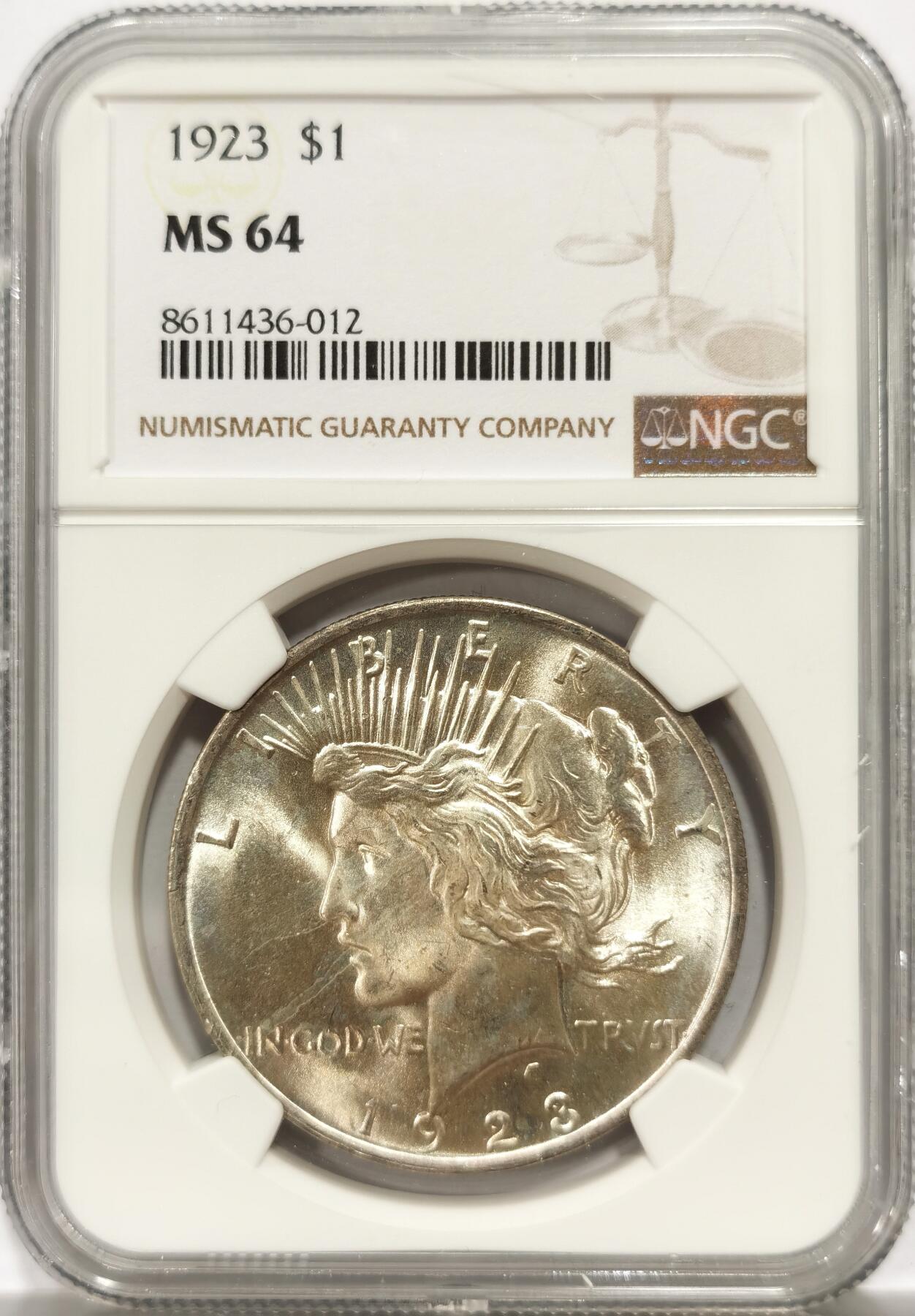 博洋堂“物美丰成”11月精品专场暨第145期（全场包邮） NGC MS64 美国1923年和平鸽1美圆银币 原光