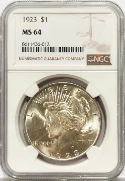 博洋堂“物美丰成”11月精品专场暨第145期（全场包邮） - NGC MS64 美国1923年和平鸽1美圆银币 原光