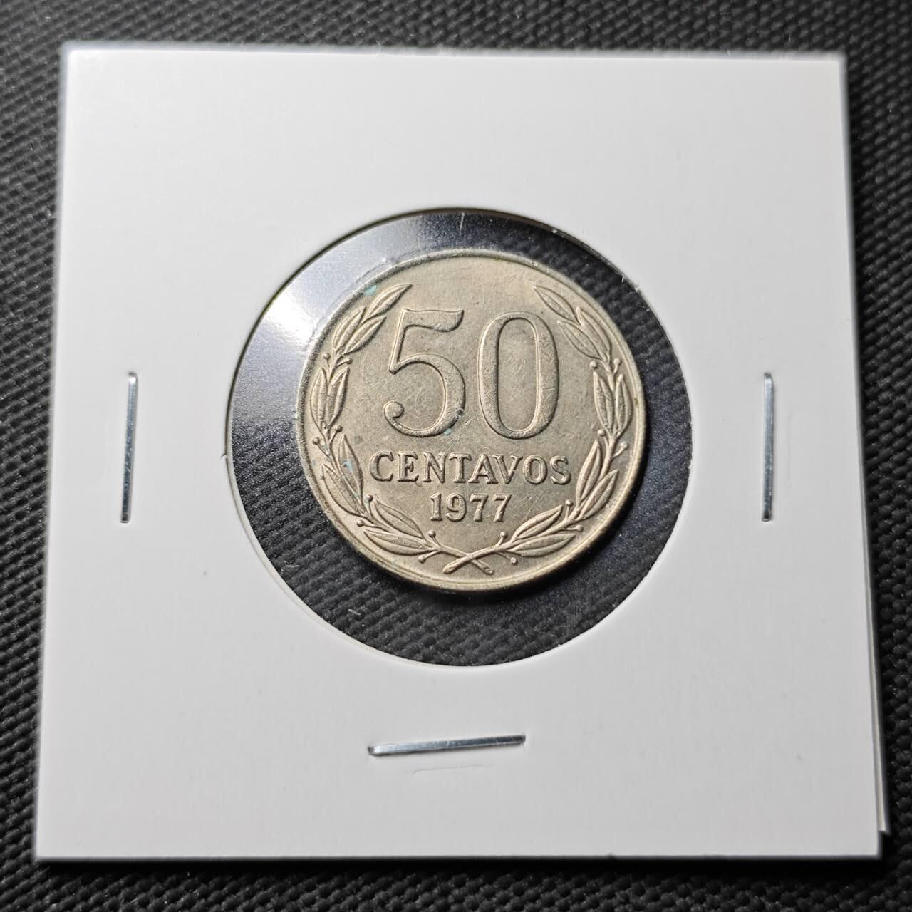 KK钱币收藏小铺  第365场  2月预留时间 周末发货  1977智利50分