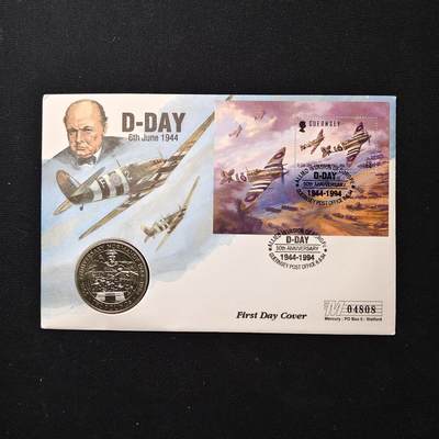 【全场包邮】纯粹捡漏拍475场（免费代拍第12场） - 【邮币封】根西1994年2镑诺曼底登陆50周年克朗型纪念币邮币封