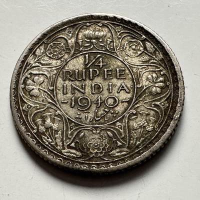 🌹外币初藏🌹🐯2025年第124场  每周二四六晚8️⃣点 接代拍 - 英属印度1940年1/4卢比银币