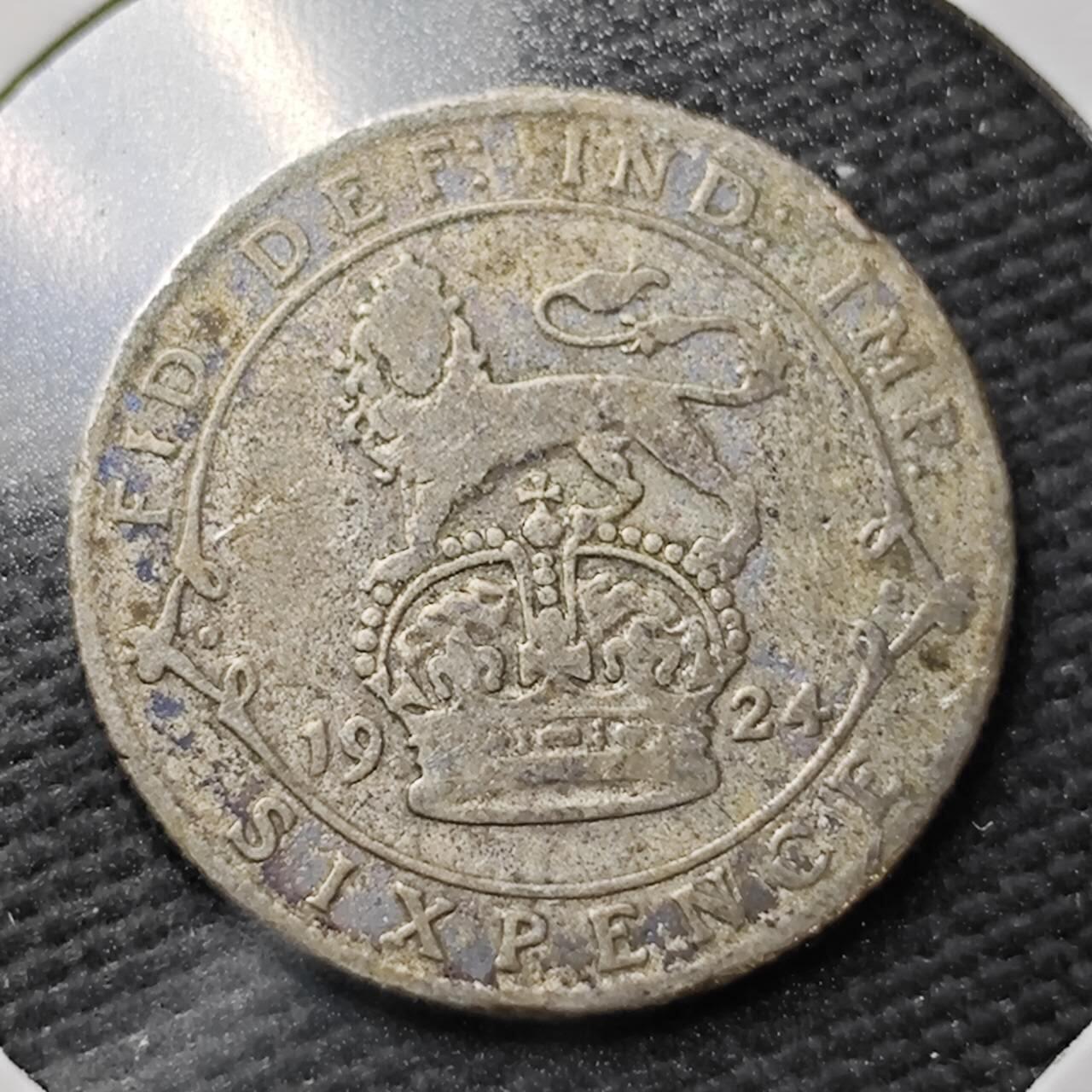 KK钱币收藏小铺  第365场  2月预留时间 周末发货  1924英国6便士银币