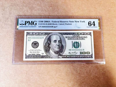 【Blue Auction】世界纸币精拍第746期——18级TOP拍卖/信誉/品质/专业/高效💫 - 【近全同3无47】美国 2006年100美金 PMG64