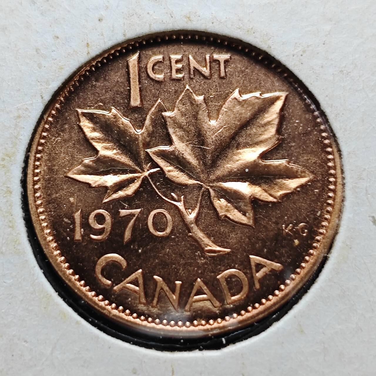 KK钱币收藏小铺  第365场  2月预留时间 周末发货  1970加拿大一分 好品