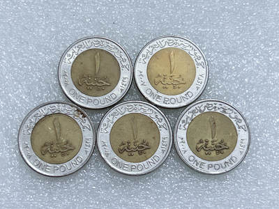 第一海外回流一元起拍收藏 散集专场  第262期 - 埃及1镑硬币 图坦卡蒙法老狮身人面像 5枚