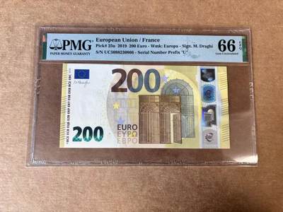 【Blue Auction】世界纸币精拍第746期——18级TOP拍卖/信誉/品质/专业/高效💫 - 【无47】欧盟 2019年200欧元  法国版 PMG66EPQ 