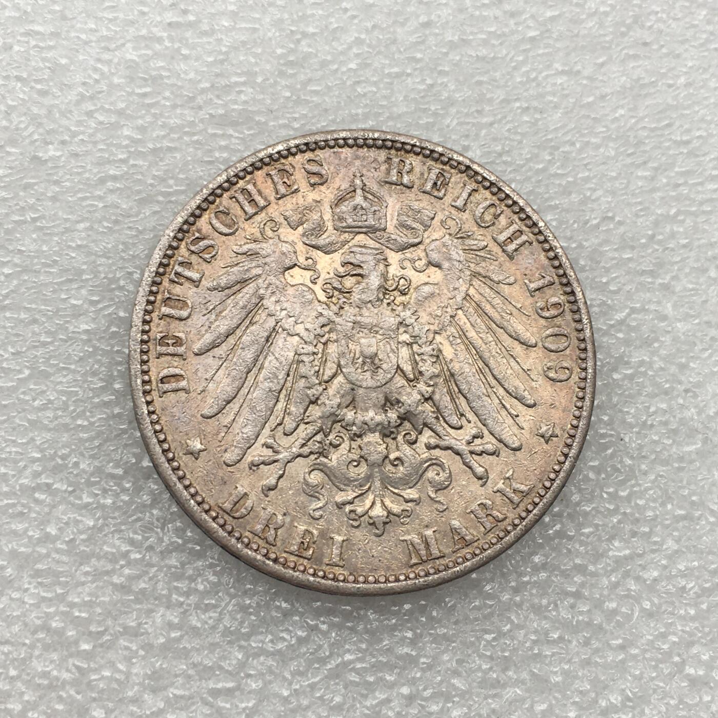 世界钱币专场拍卖 每周二开拍 1909年德国萨克森奥古斯特3马克流通银币