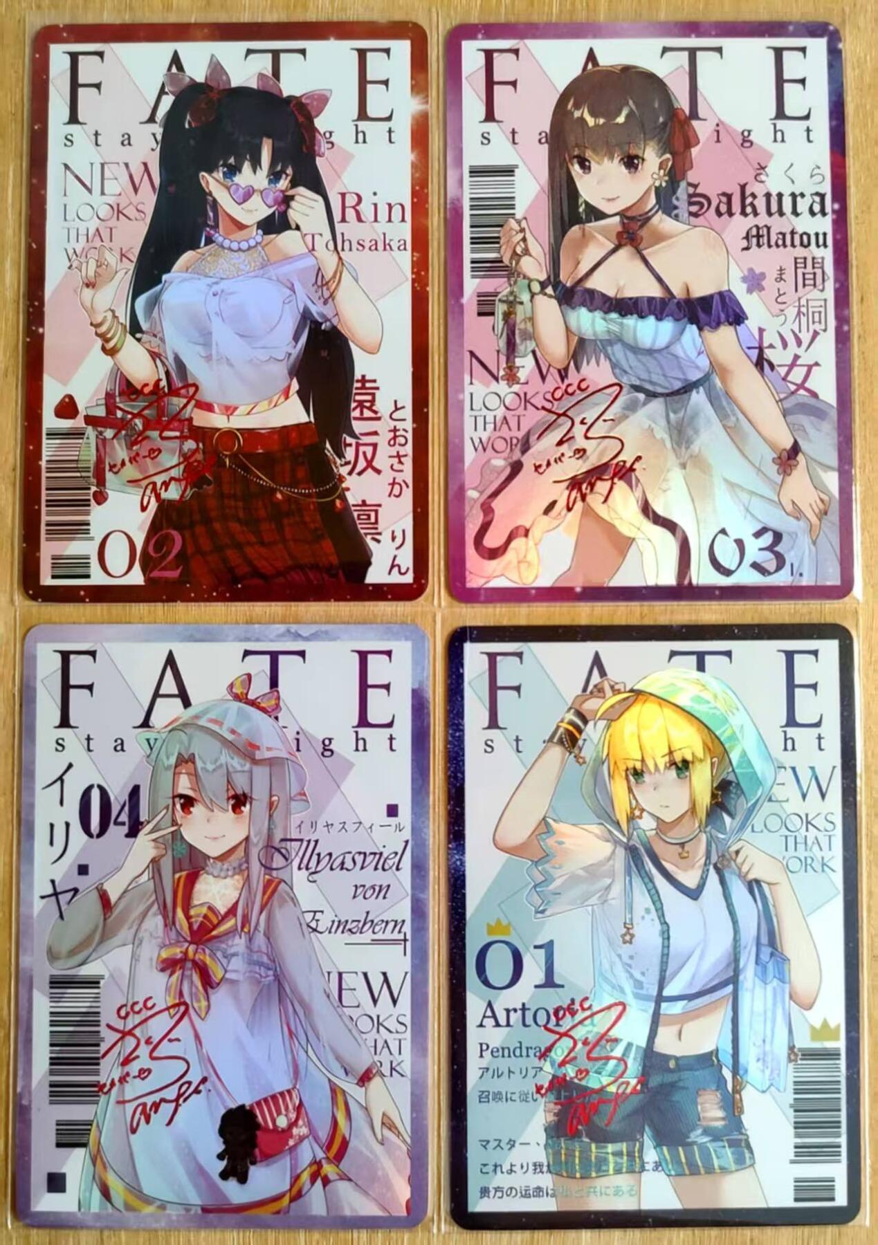 龙虎卡牌第六二场 百里霸场 （无佣金，周六结拍，欢迎送拍） 彩闪4张 疾风卡牌 FATE系列杂志封面 一套