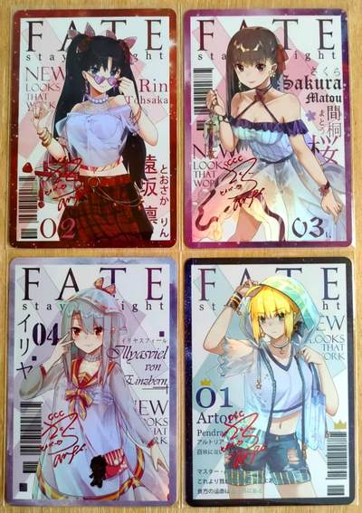 龙虎卡牌第六二场 百里霸场 （无佣金，周六结拍，欢迎送拍） - 彩闪4张 疾风卡牌 FATE系列杂志封面 一套