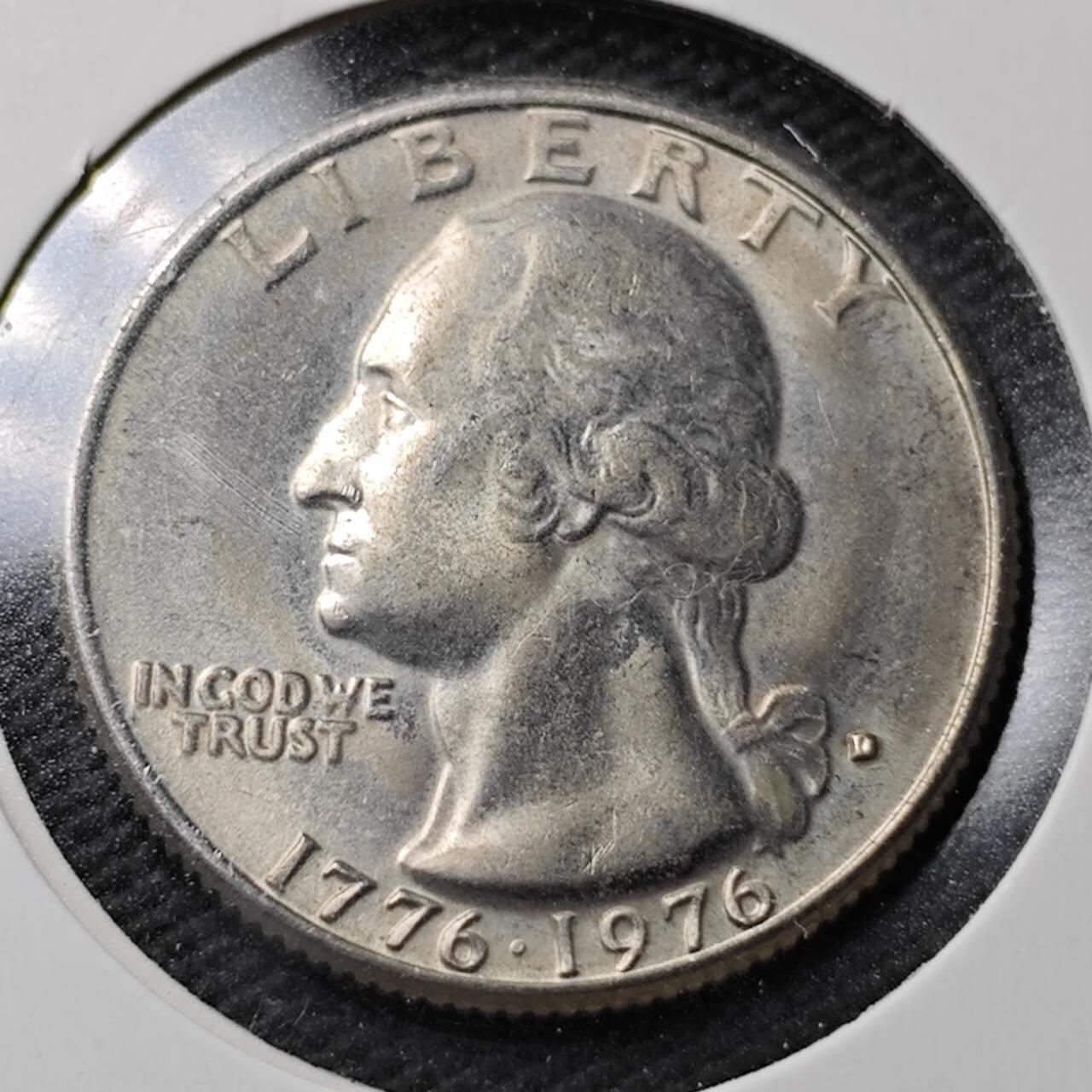 KK钱币收藏小铺  第365场  2月预留时间 周末发货  1976美国25分纪念币 建国200周年纪念币 好品