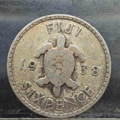 【淘币小摊】实时拍第七百八十九拍   散币场   满百包邮可预留二周 每周一统一发货   - 斐济1938年乔治六世6便士银币