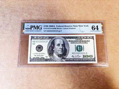 【Blue Auction】世界纸币精拍第746期——18级TOP拍卖/信誉/品质/专业/高效💫 - 【近全同3无47】美国 2006年100美金 PMG64