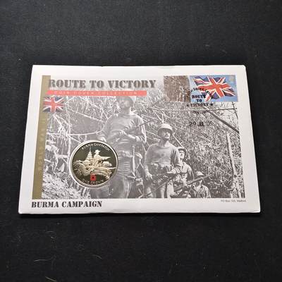 【全场包邮】纯粹捡漏拍475场（免费代拍第12场） - 【邮币封】直布罗陀2005年1克朗二战胜利60周年-缅甸战役彩色克朗型纪念币邮币封