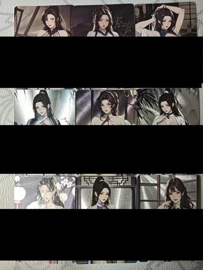 花开卡拍第46期（11月9号周日截拍，品控勿拍!!!拍品不寄存，运费5元，自制卡难免瑕疵，可能存在轻微撞角爆边等出厂瑕疵，品控介意勿拍！） - 古风美女大大系列01 粗闪套卡 9张