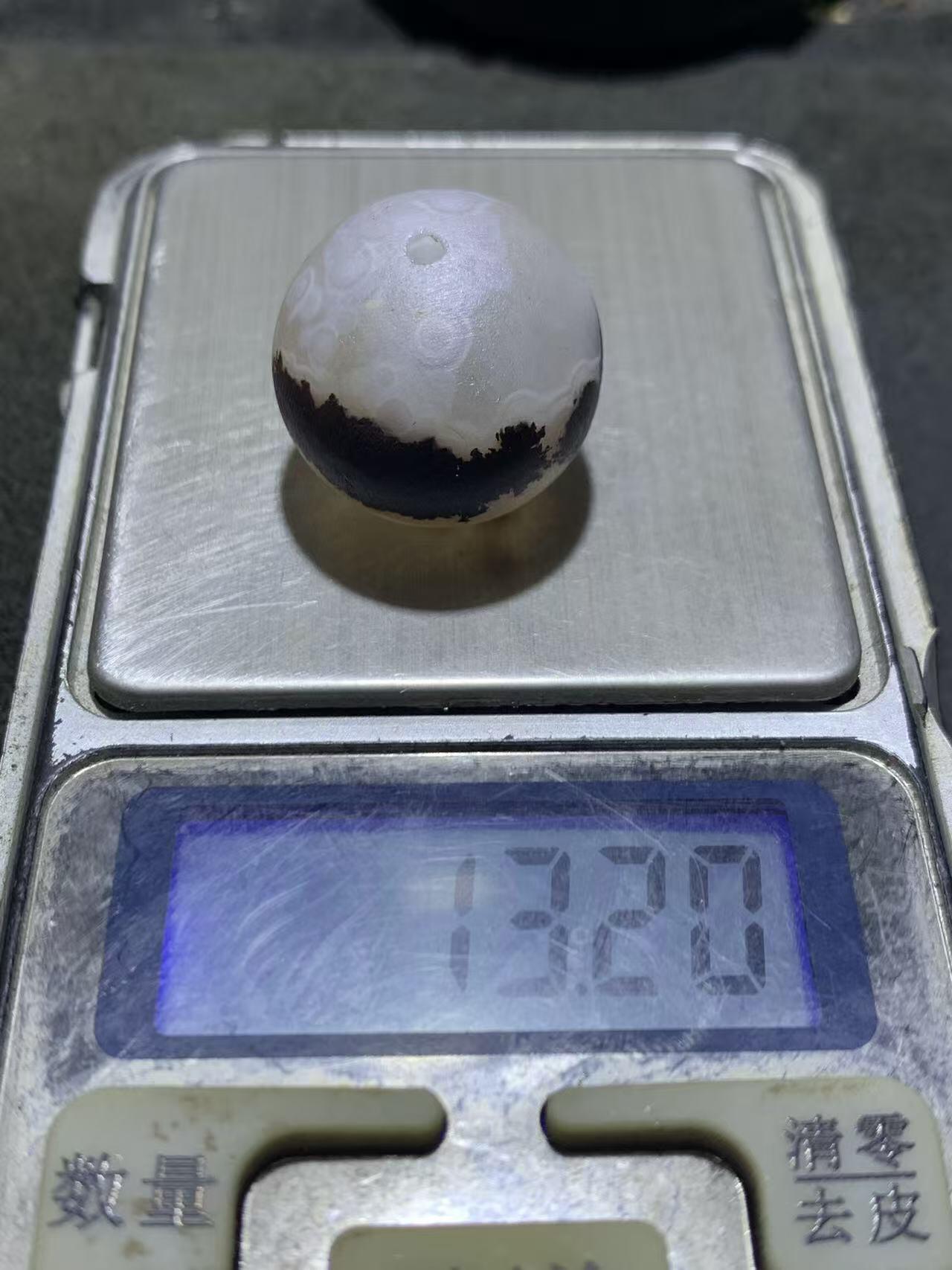 精美罕见冰飘原皮天眼纹战国红玛瑙圆珠一个