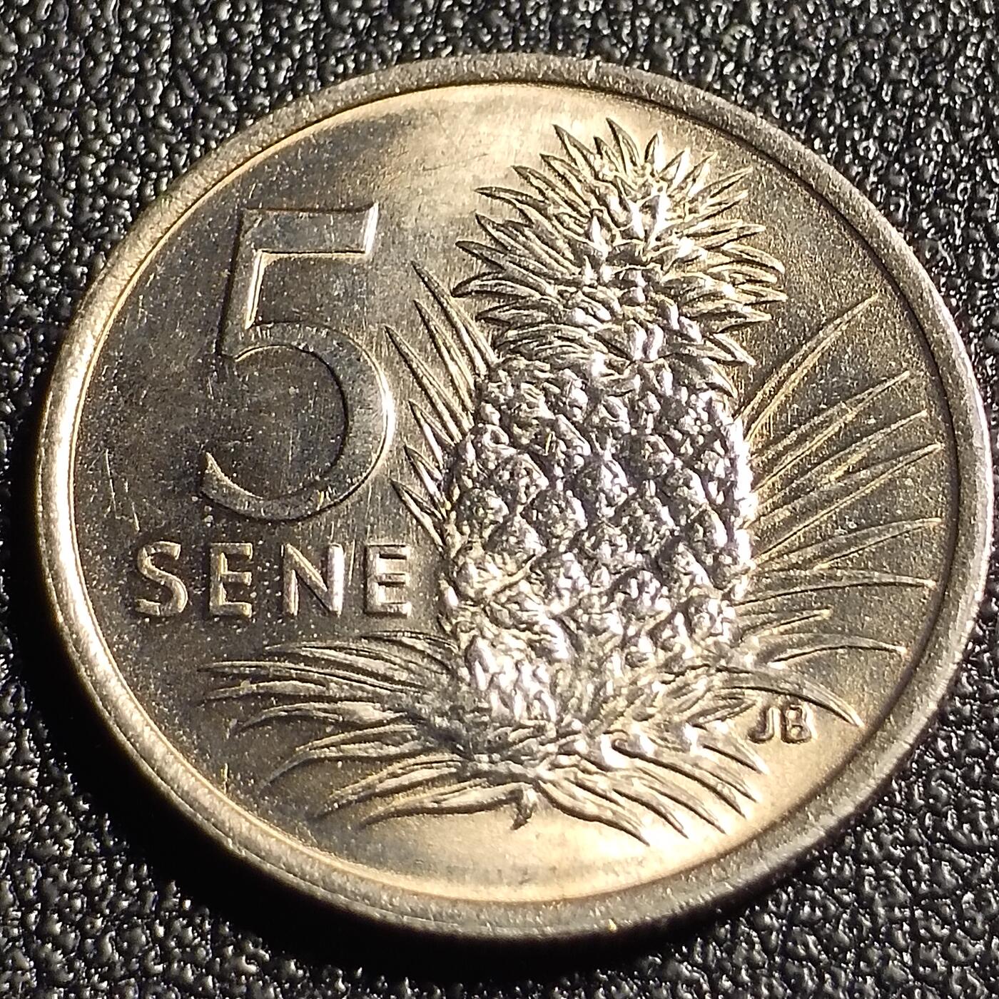 泉币菌-第128场-精品福利场(115场之后的本周末发货，感谢理解) 近未流通 大洋洲 萨摩亚5分硬币 菠萝 袋拆 直径约19.4毫米 