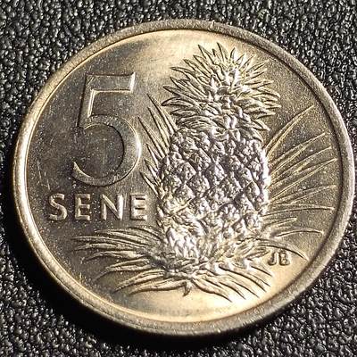 泉币菌-第128场-精品福利场(115场之后的本周末发货，感谢理解) - 近未流通 大洋洲 萨摩亚5分硬币 菠萝 袋拆 直径约19.4毫米 