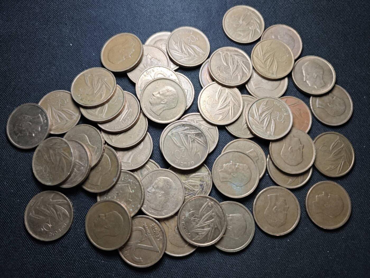 KK钱币收藏小铺  第364场  2月预留时间 周末发货  比利时20法郎铜币一组50枚