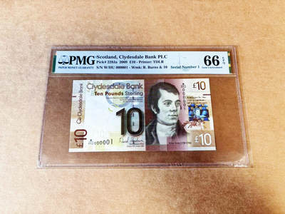 【Blue Auction】世界纸币精拍第746期——18级TOP拍卖/信誉/品质/专业/高效💫 - 【1号罕见】苏格兰 2009年10镑 设计精美 诗人罗伯特·彭斯 爱丁堡城市风光 PMG66EPQ 值得收藏的靓号 （该版首发冠为W/HS 该冠W/HU相当于英镑的A03冠非常难得）