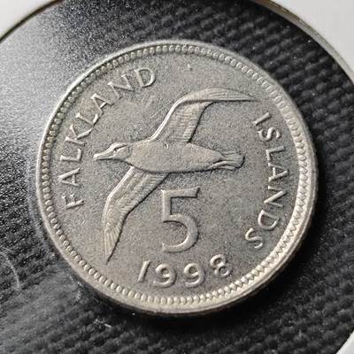 KK钱币收藏小铺  第365场  2月预留时间 周末发货 -  1998福克兰群岛5分