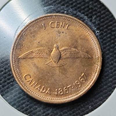 KK钱币收藏小铺  第365场  2月预留时间 周末发货 -  1967加拿大1分纪念币 好品