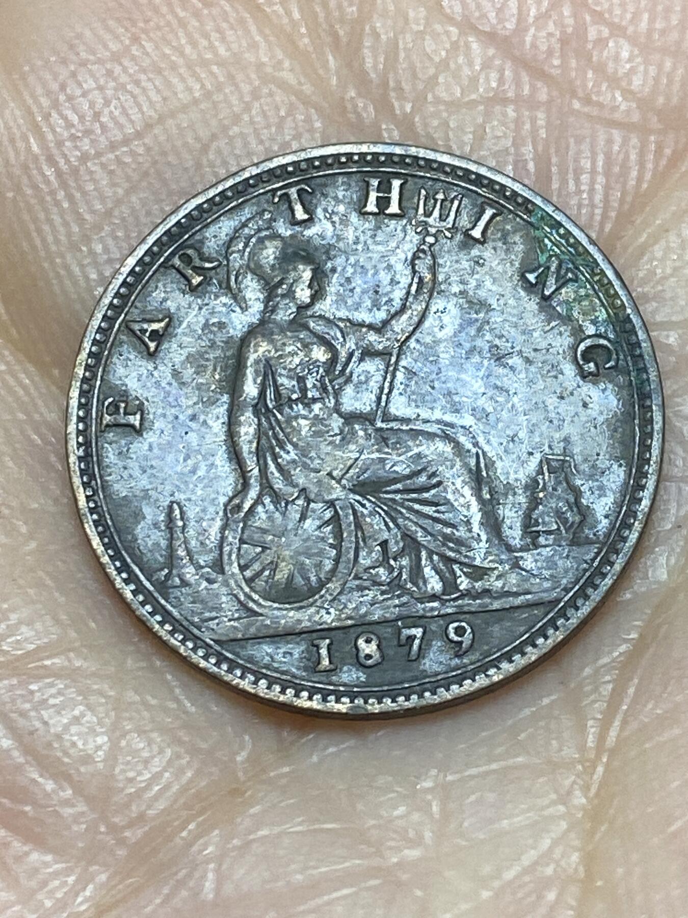 2025年第一百二十四场(总第一百五十场）外国好品散币(免佣金) 英国🇬🇧1879年1法新(维多利亚女王中年桂冠第三版)