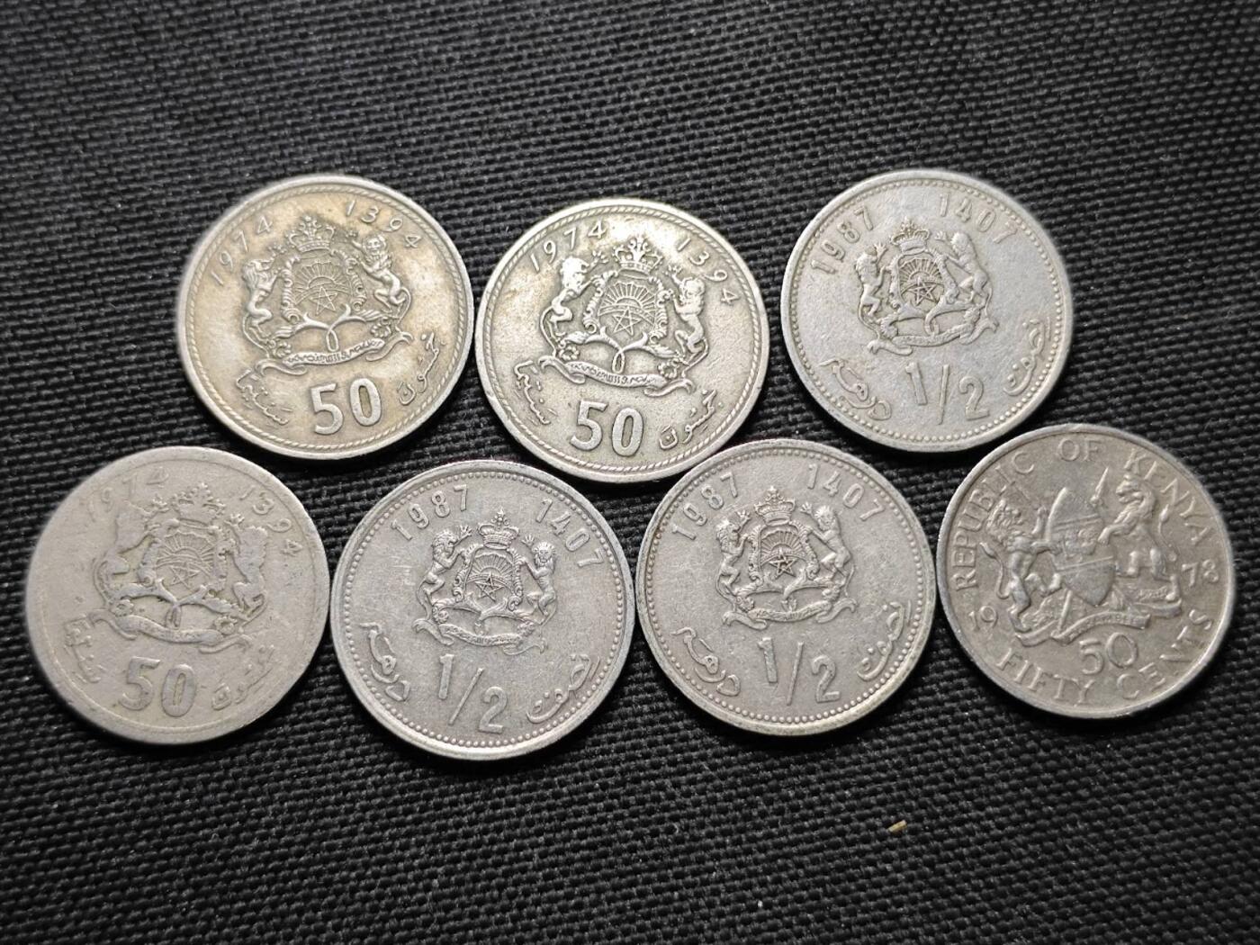 KK钱币收藏小铺  第364场  2月预留时间 周末发货  摩洛哥1迪拉姆，0.5迪拉姆一组40枚