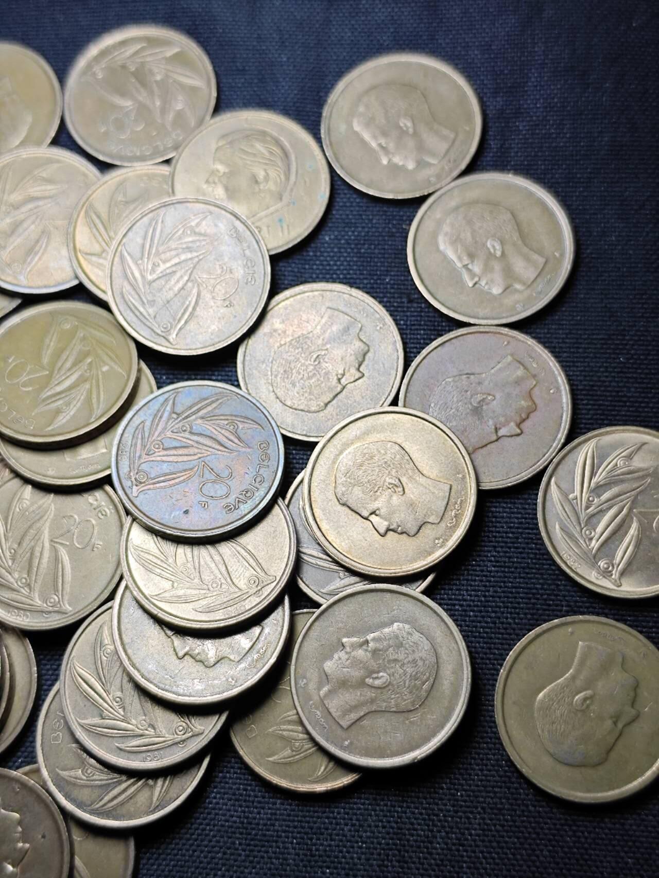 KK钱币收藏小铺  第364场  2月预留时间 周末发货  比利时20法郎铜币一组50枚